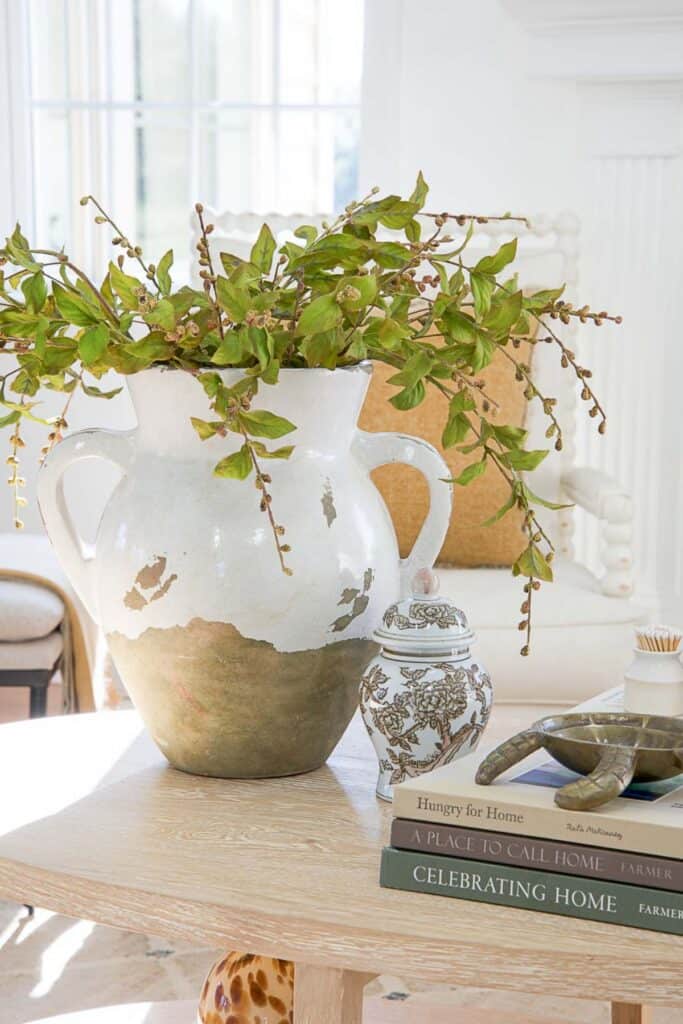 URN AND GREENS IN A VIGNETTE