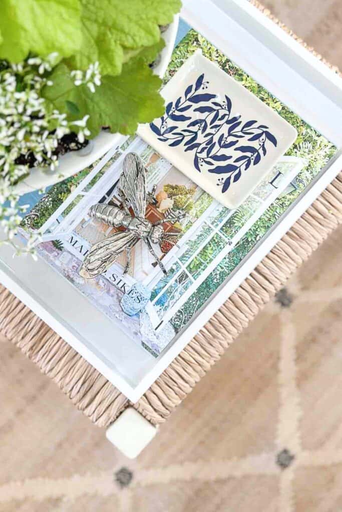 bee on a book in vignette