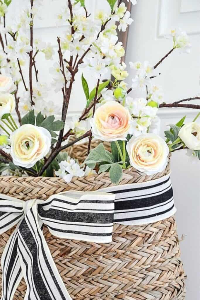 Spring Door Decorations- flowers in baskets