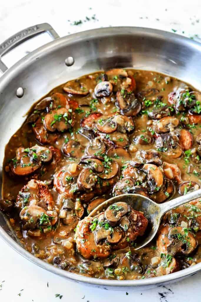 one skillet pork medallions with mushrooms
