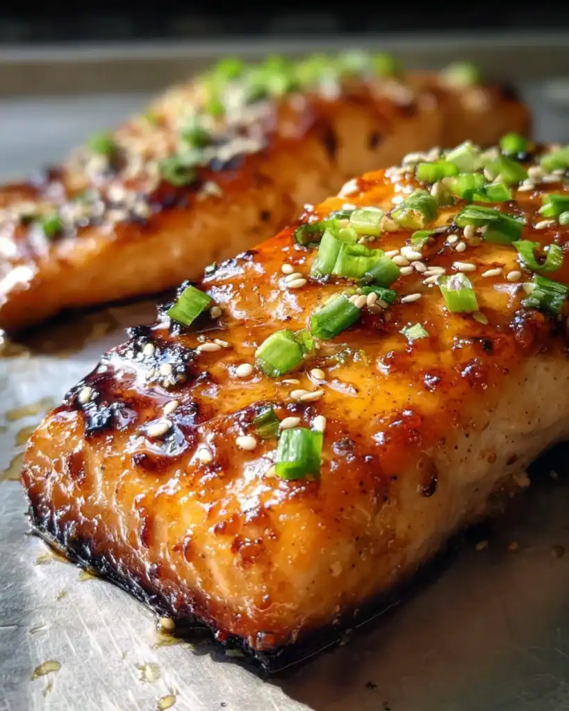 piec of orange teriyaki salmon