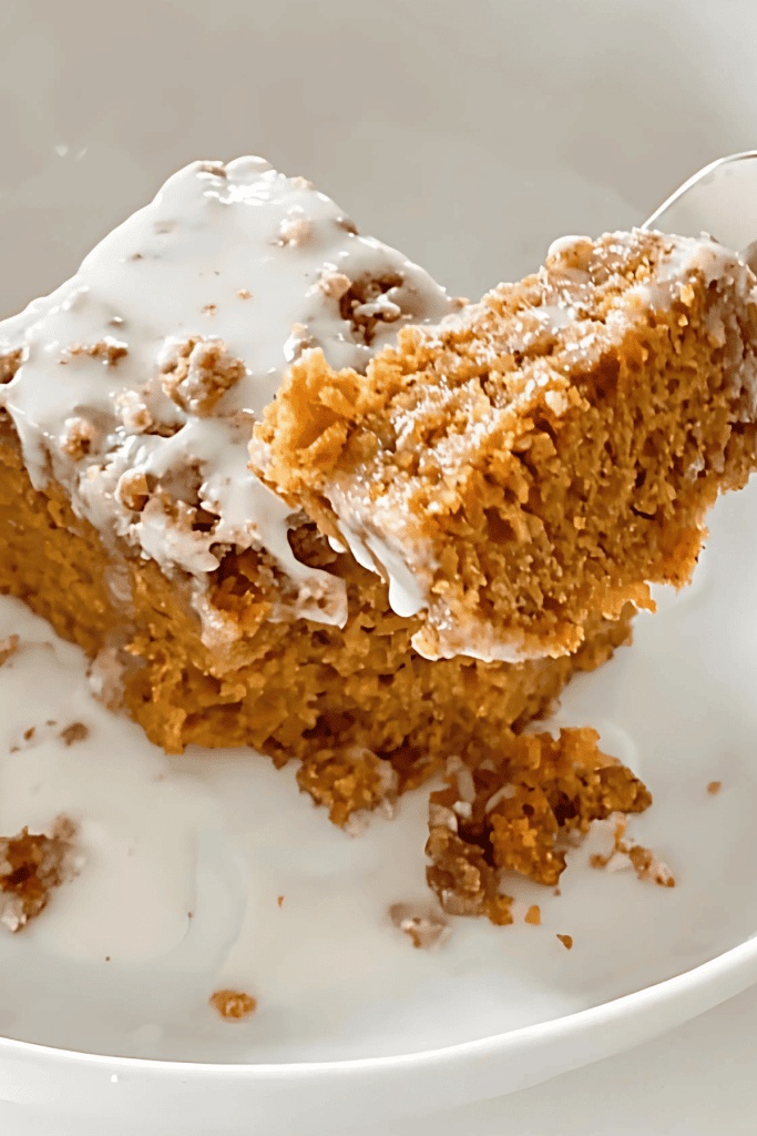 Moist Pumpkin Spice Coffee Cake on a fork