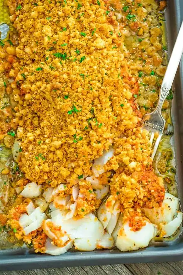 cod on a baking sheet