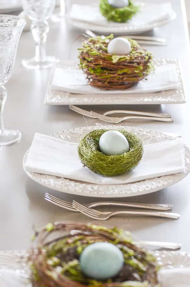 eggs in nests on a plate