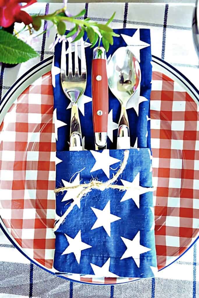 red, white, and blue place setting