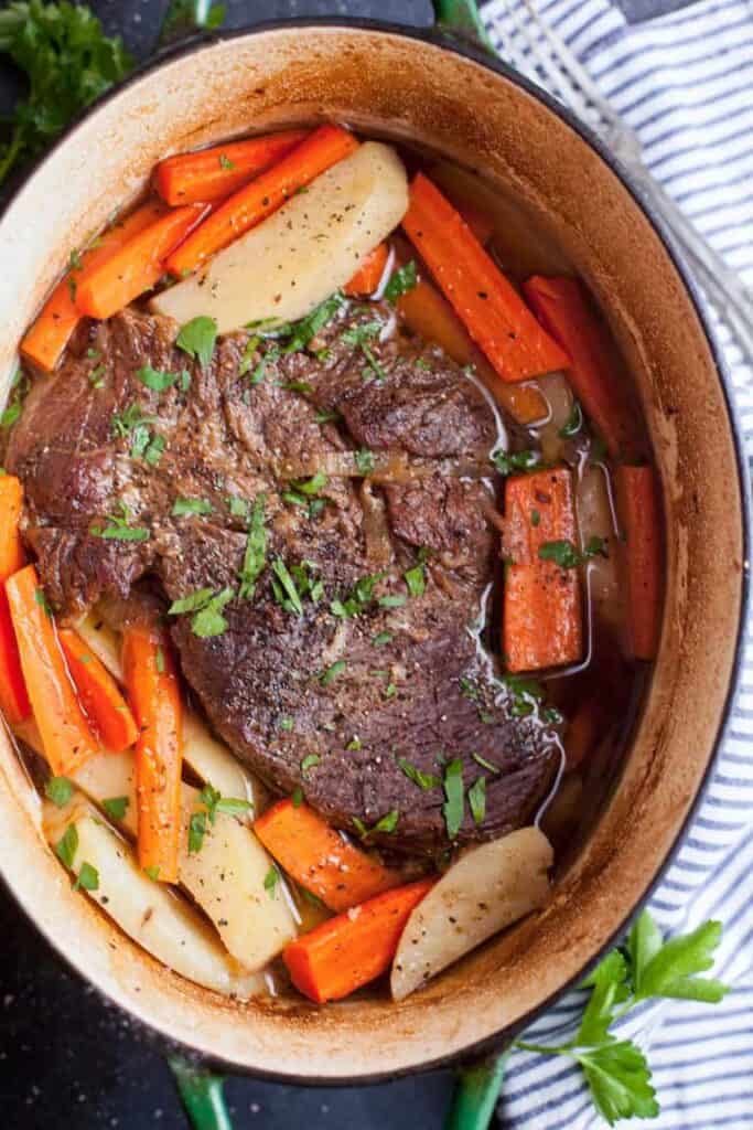 Pot Roast and potatoes and carrots