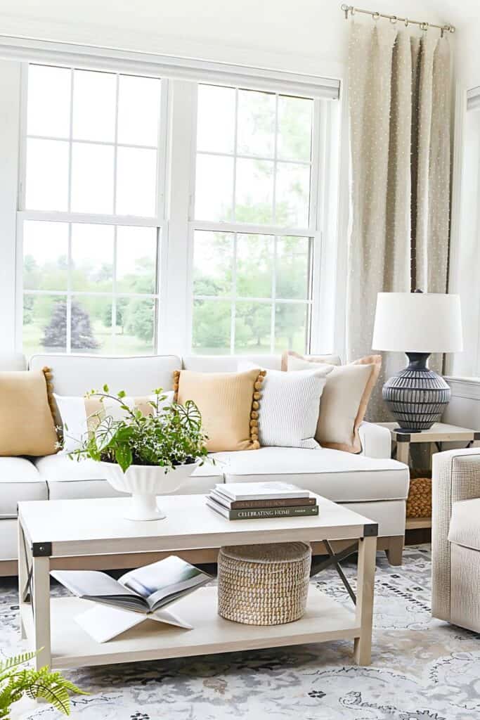 Decorating Small Spaces-sofa and coffee table