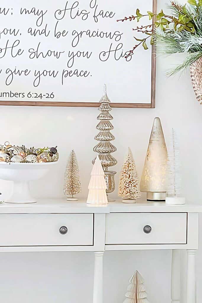 Christmas trees on a white console