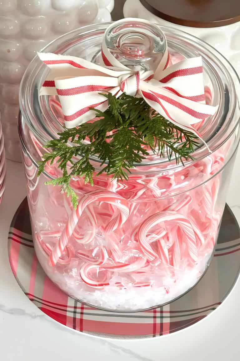 Candy canes in a glass jar