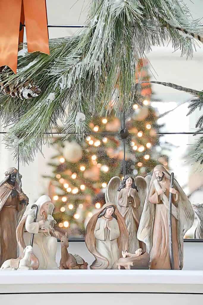 nativity on a white buffet