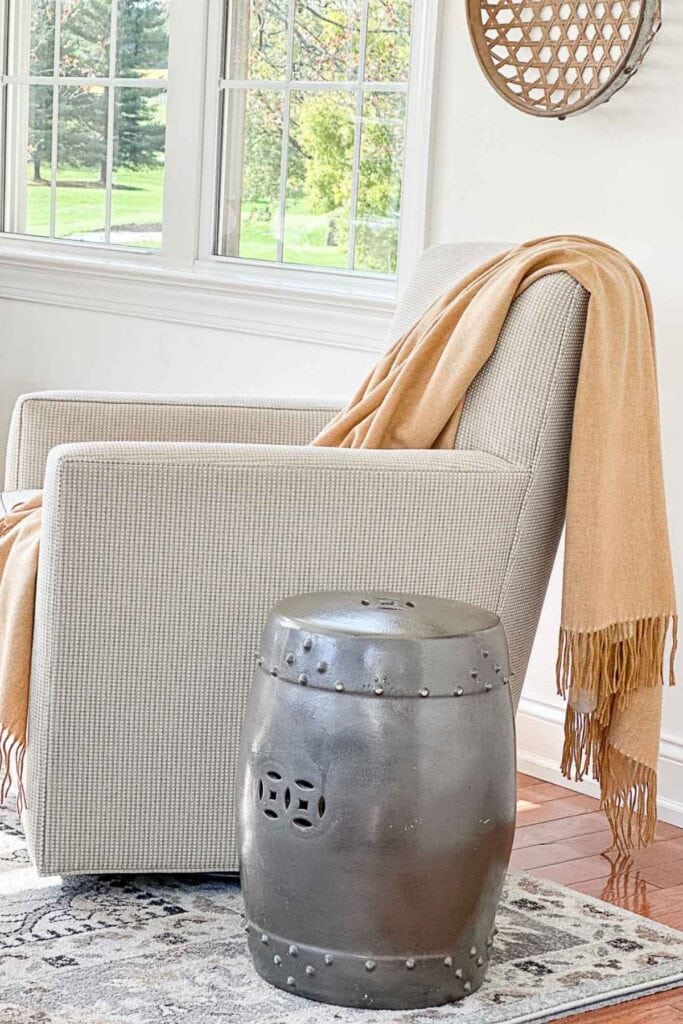 throw on a chair in the family room