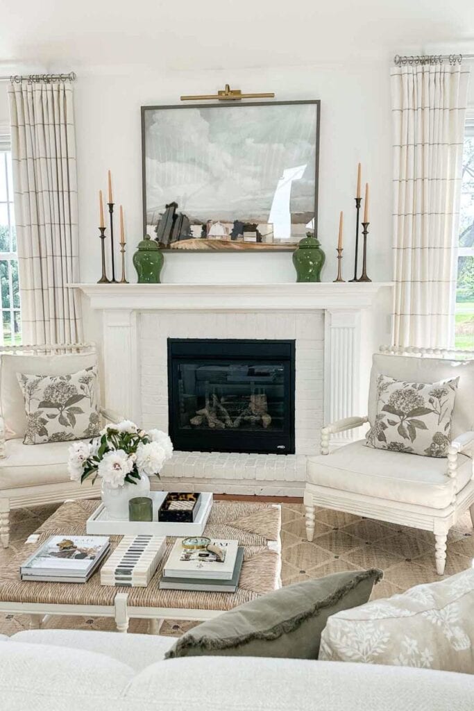 Layering Decor- room with a mantel