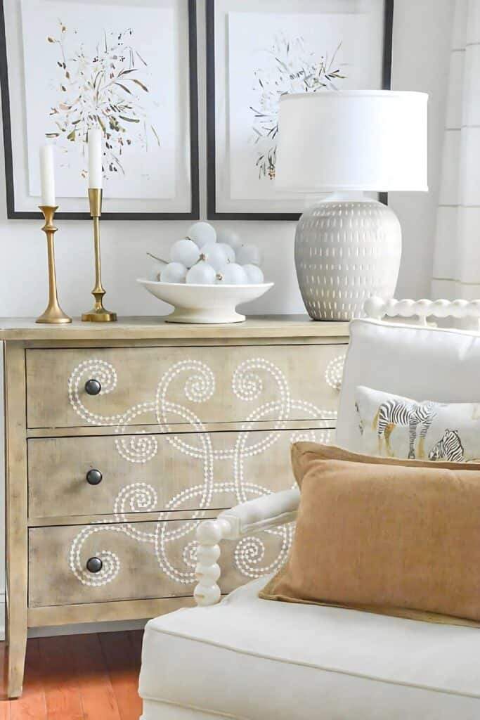 classic chest and a white classic chair