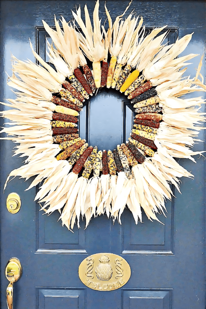 corn wreath on a door
