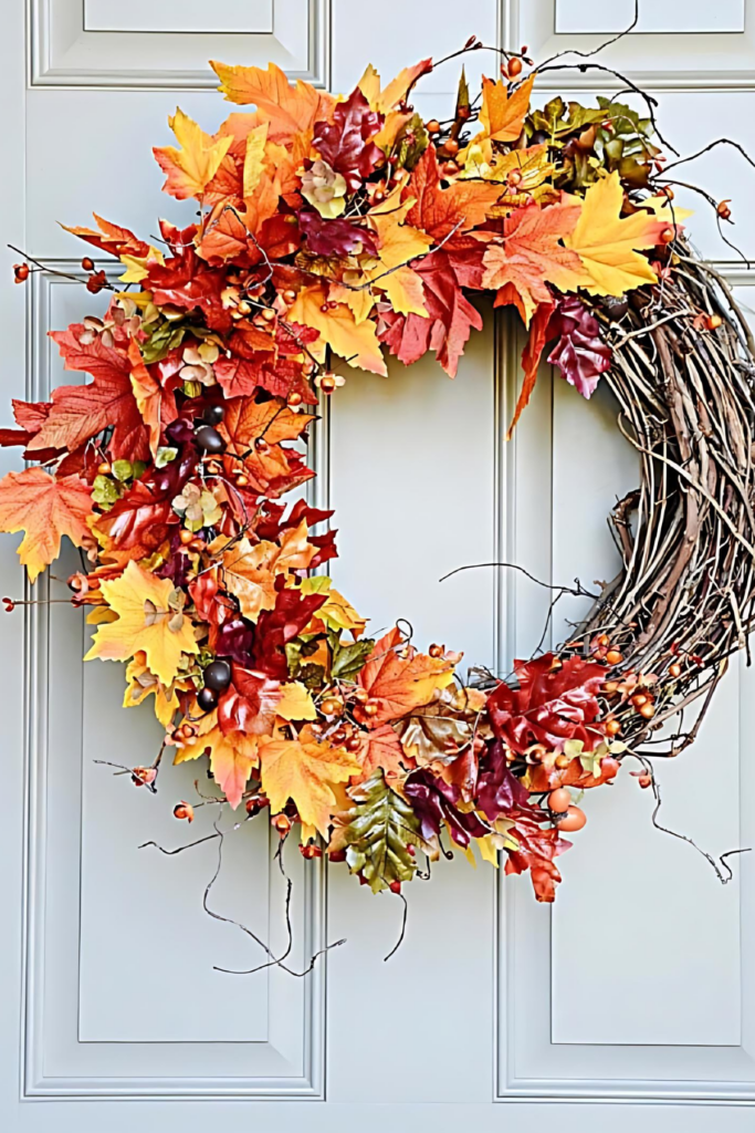 leafy front door decor