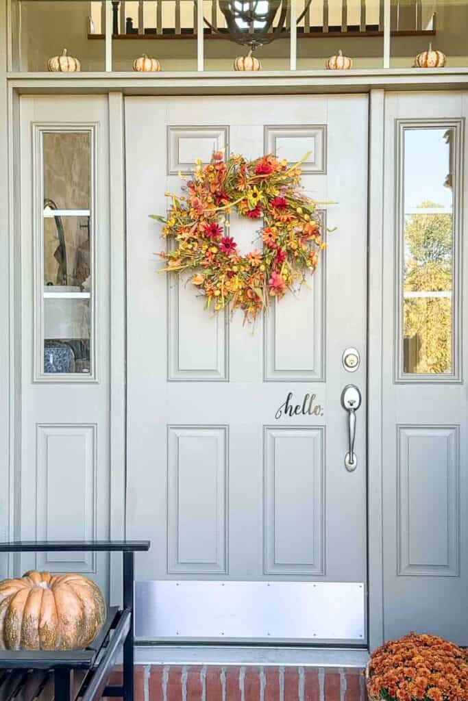 fall wreath on a front porch