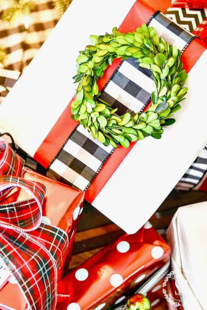 Christmas ribbon on a Christmas gift