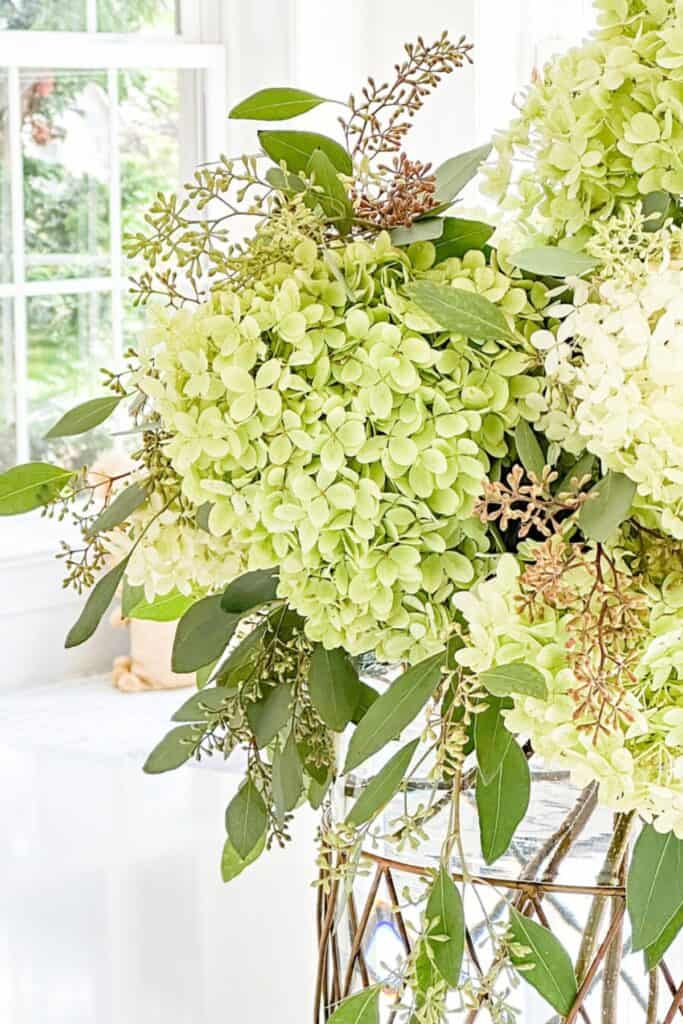 1 DECORATING KITCHEN COUNTERTOPS-close up of hydrangeas