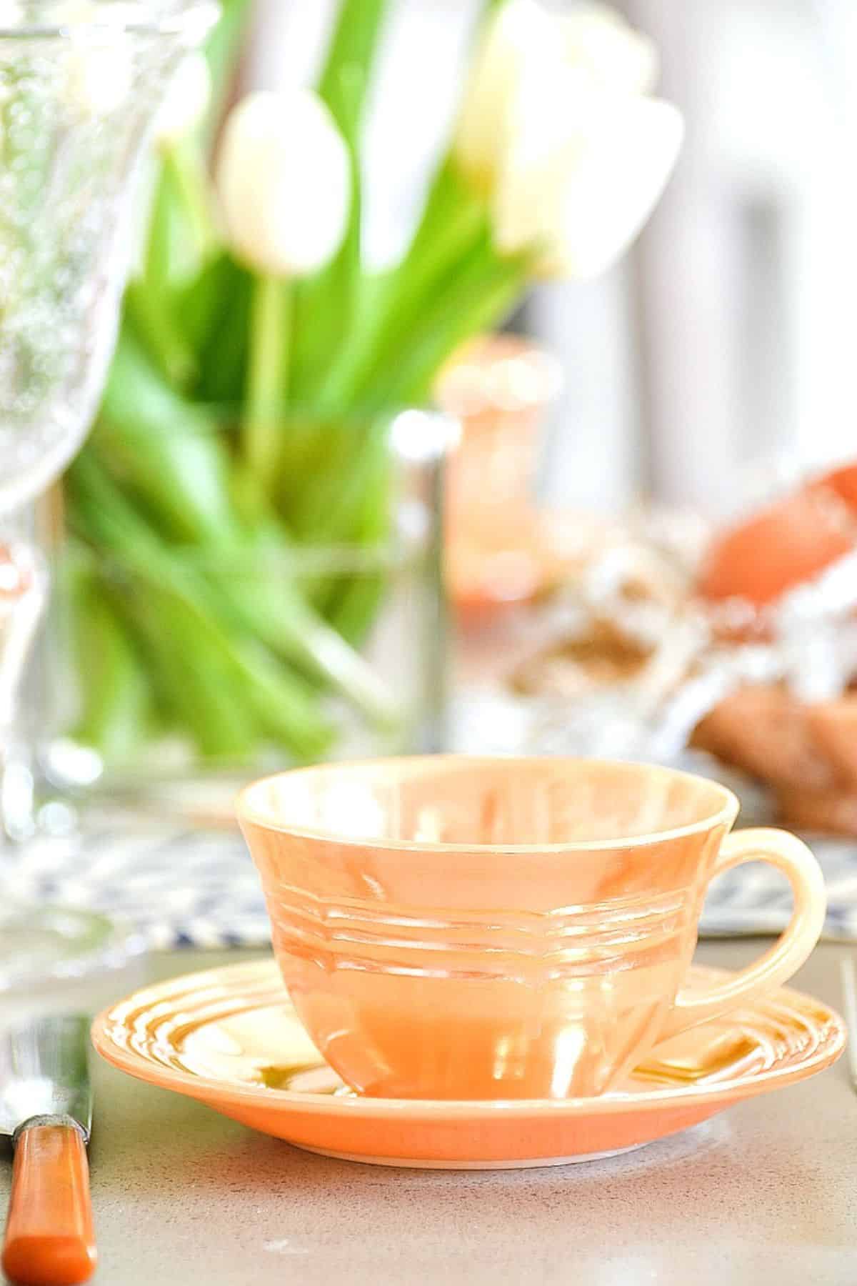 cup and saucer on a table