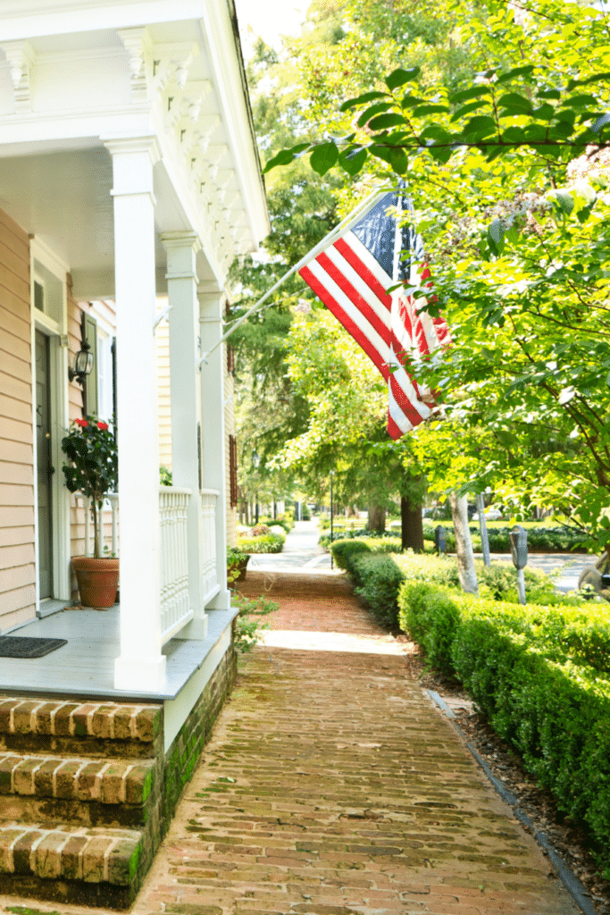 American Flag Outside a house