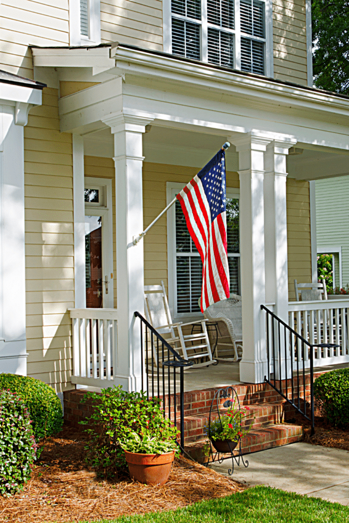 house with American flag
