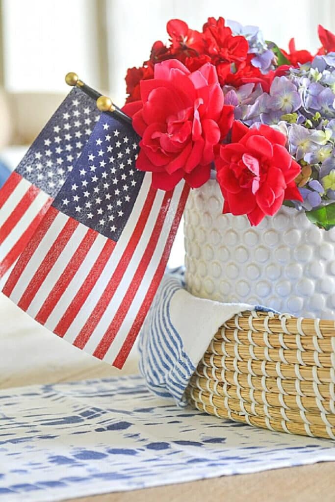 patriotic vignette with small American flags.