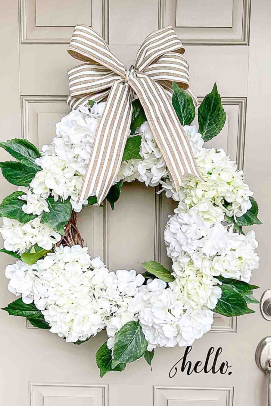 white hydrangea wreath