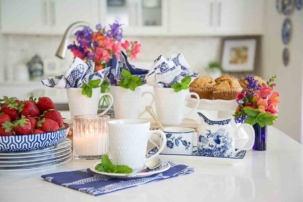 coffee bar on a kitchen island