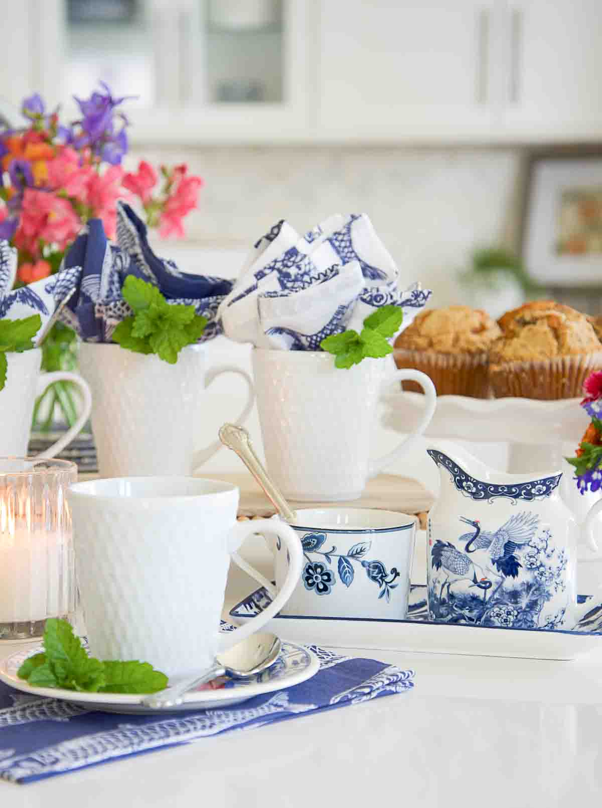 summer coffee bar on a kitchen island