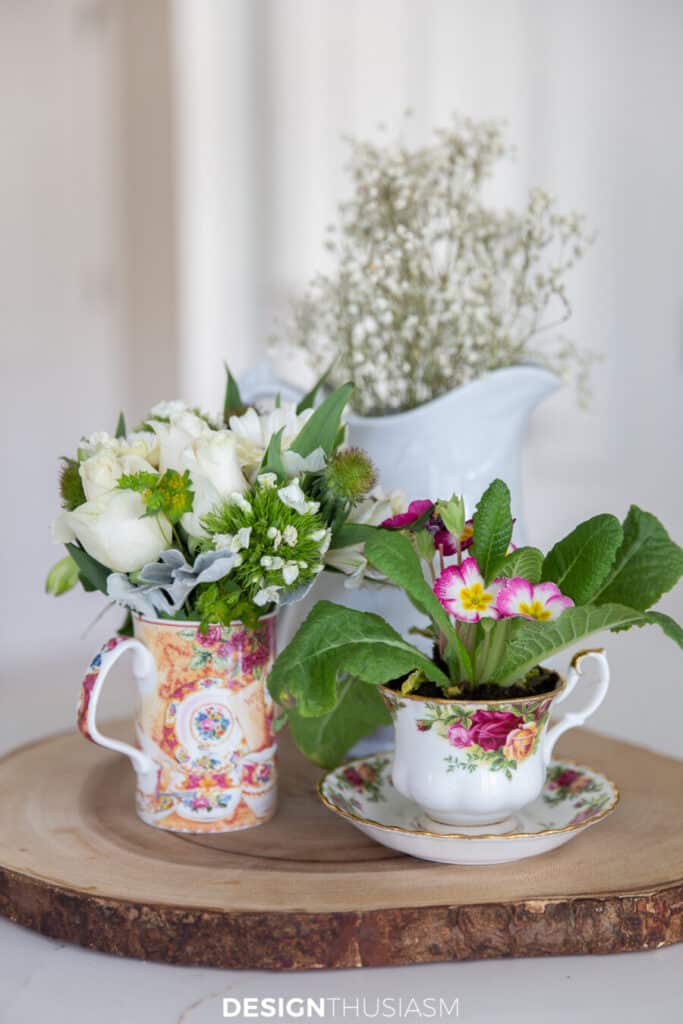 flowers in assorted china