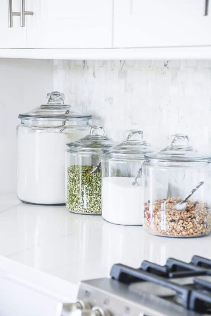 large jars on the kitchen counter
