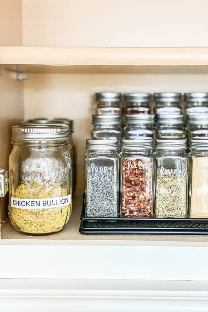 spice rack in a cabinet