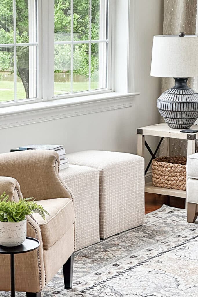 upholstered cubes in the sunroom