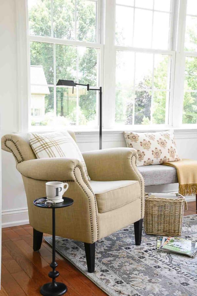 CAMEL CHAIR IN THE SUNROOM