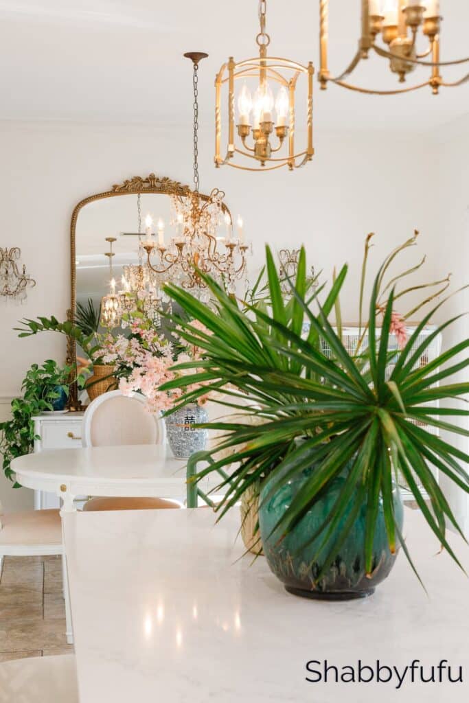 tropical greens in a room