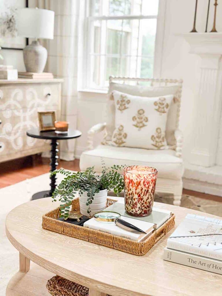 Texture-coffee table with chair in the background