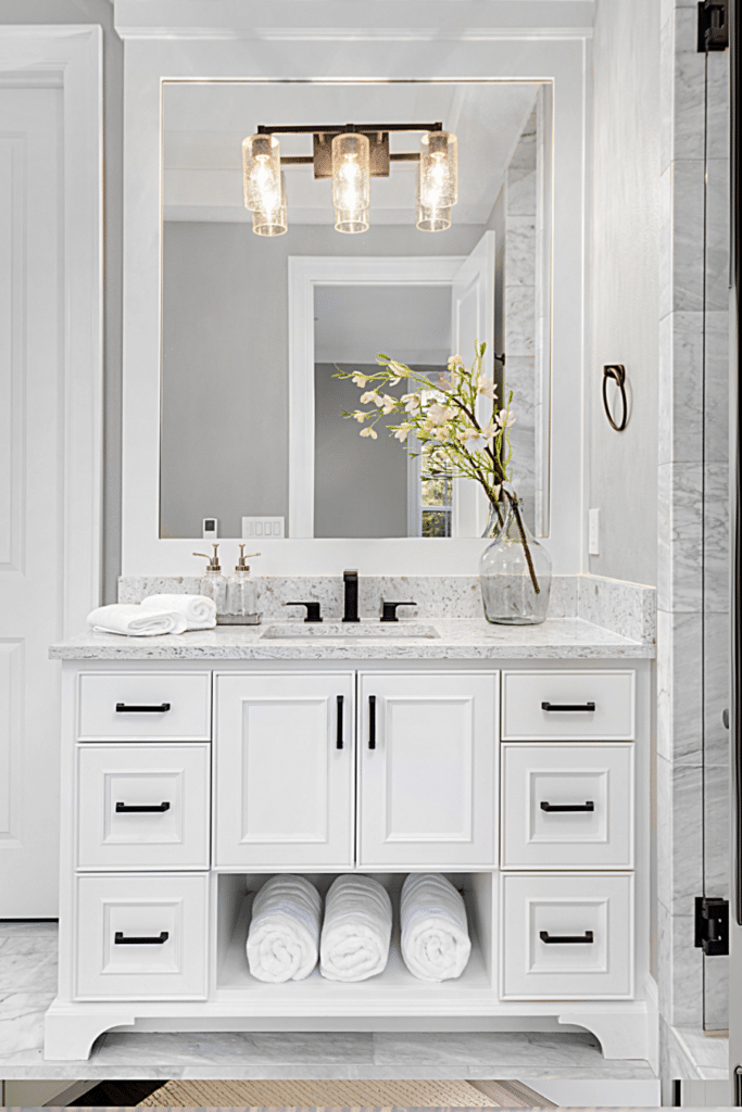 white bathroom vanity