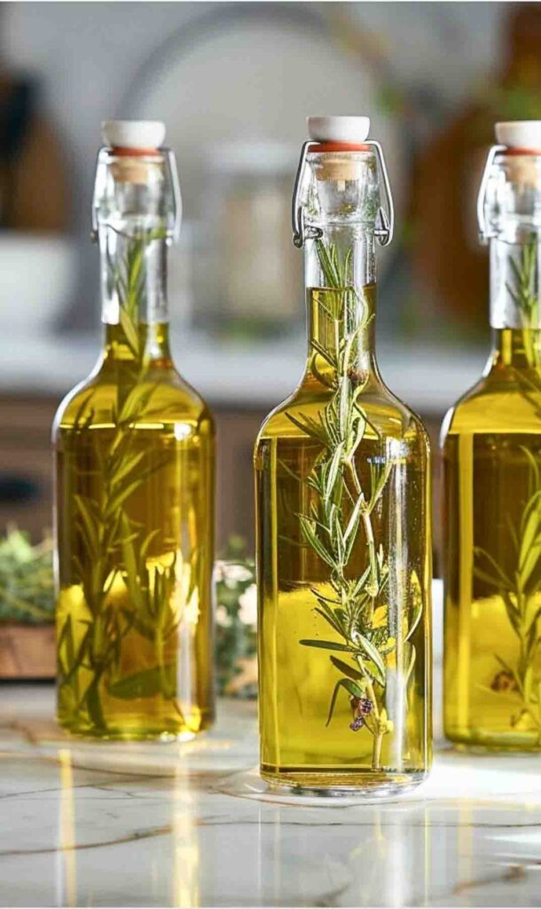 trio of herbs in olive oil