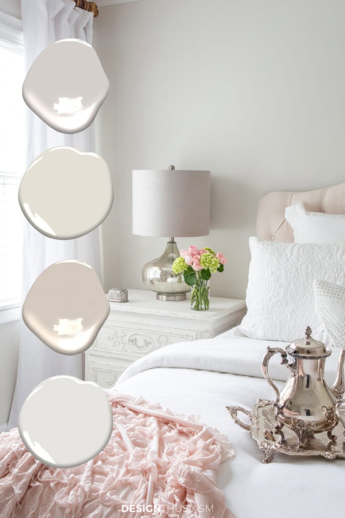 bedroom with paint swatches
