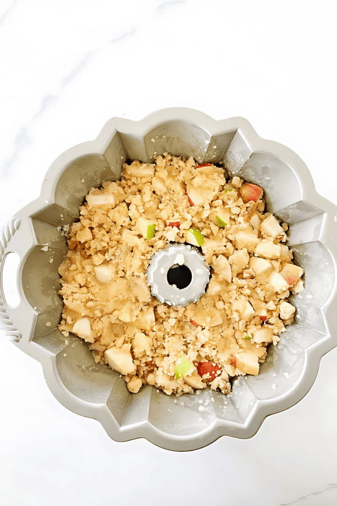 Apple Cake Batter In A Bundt Cake