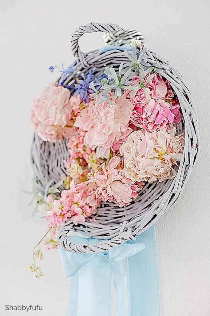 dried flowers in a basket
