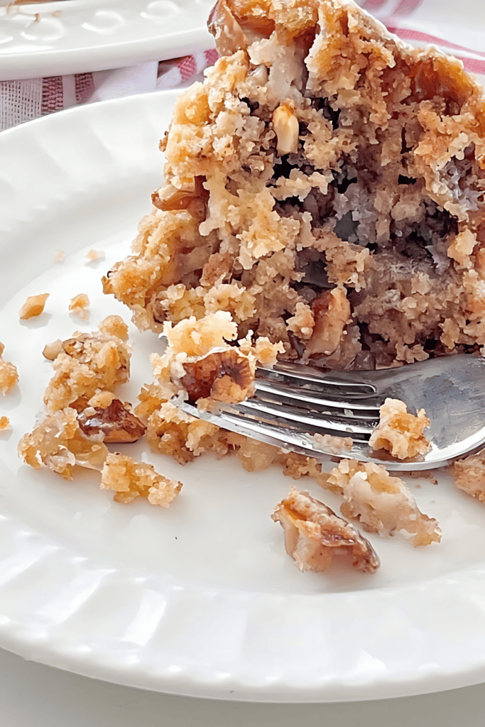 a slice of crumbly raw apple cake