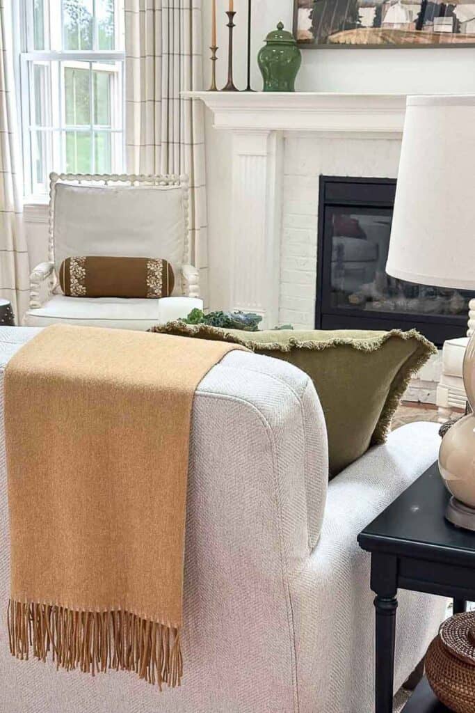 camel colored cashmere throw