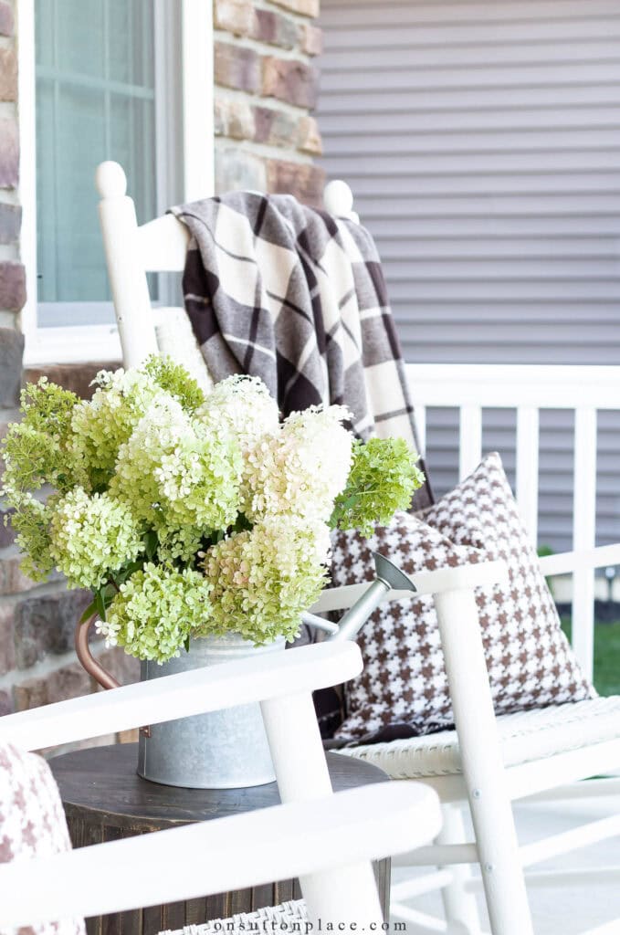 front porch dressed up for fall