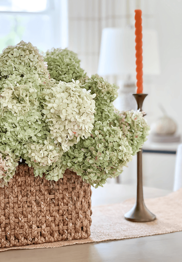 hydrangeas in a basket