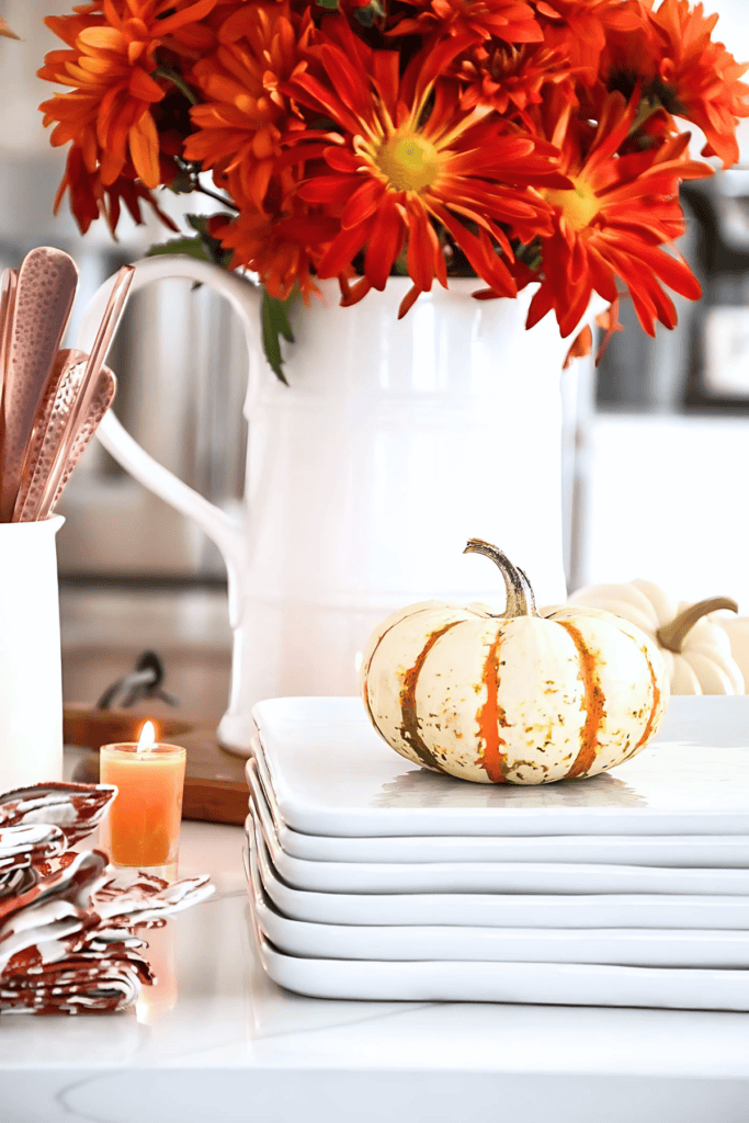 pumpkin on a stack of plates