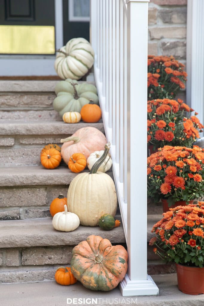 pumpkins on stairs