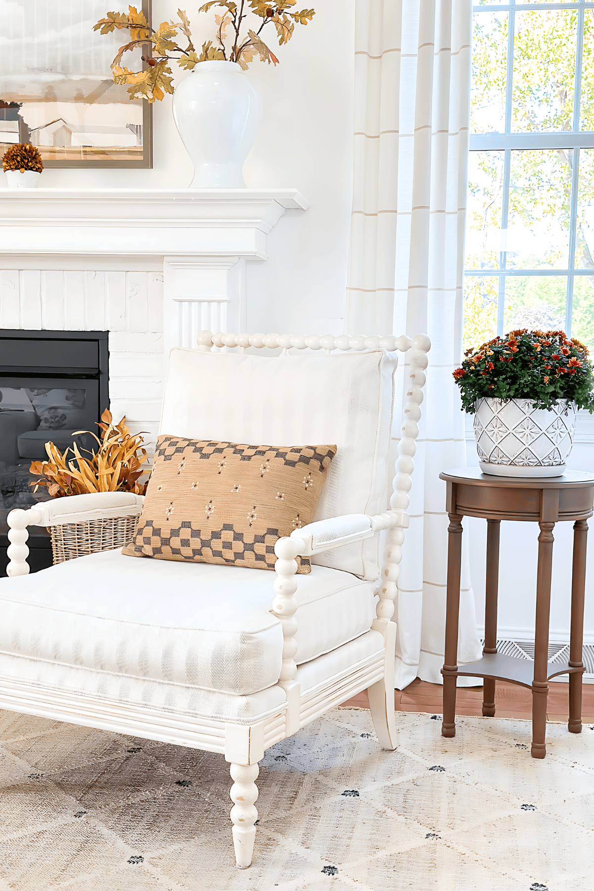 fall pillow on a white chair- Weekly Wednesday Wish List #169
