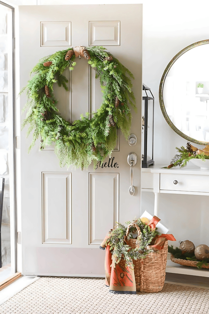 front door with Christmas wreath