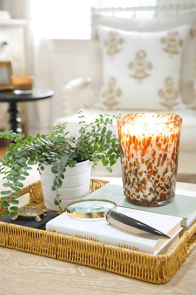 CANDLE IN AN ORGANIZED TRAY